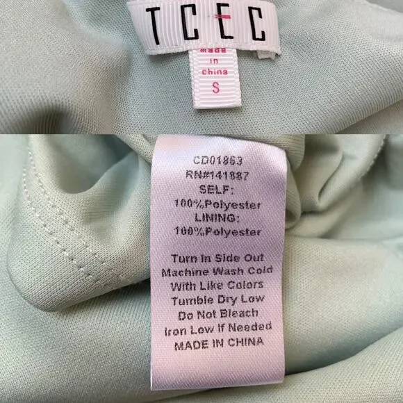TCEC Pastel Green Asymmetrical One Shoulder Ruffle Mini Dress Women's Small - Picture 10 of 10